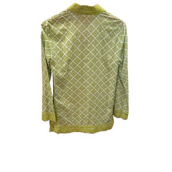 Tory Burch Green Geometric Long Sleeve Tunic Sz 10 side zipper - Picture 2 of 6